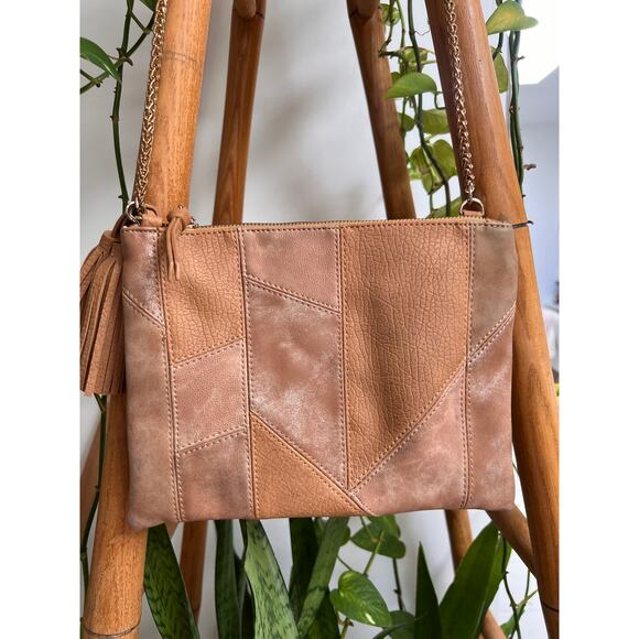 Tan Patchwork Vegan Leather Crossbody - Picture 4 of 7